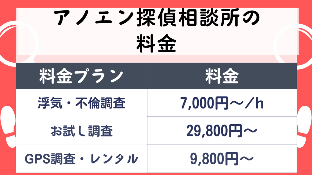 アノエン探偵相談所　料金