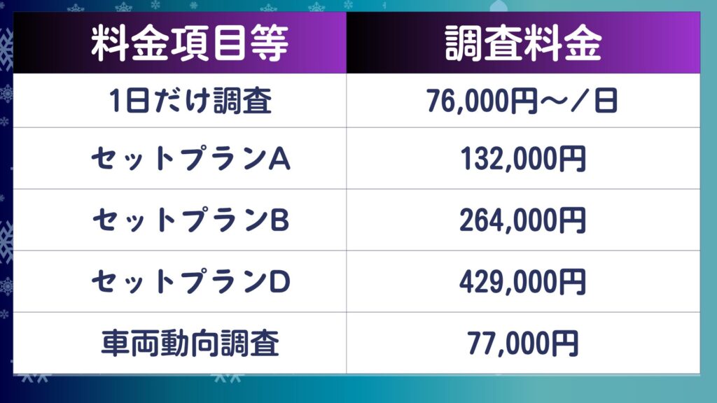 札幌中央興信所 料金